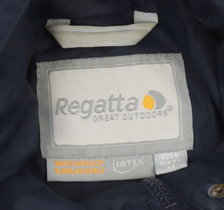Regatta Womens Blue Size 8 Waterproof Hooded Rain Coat Jacket