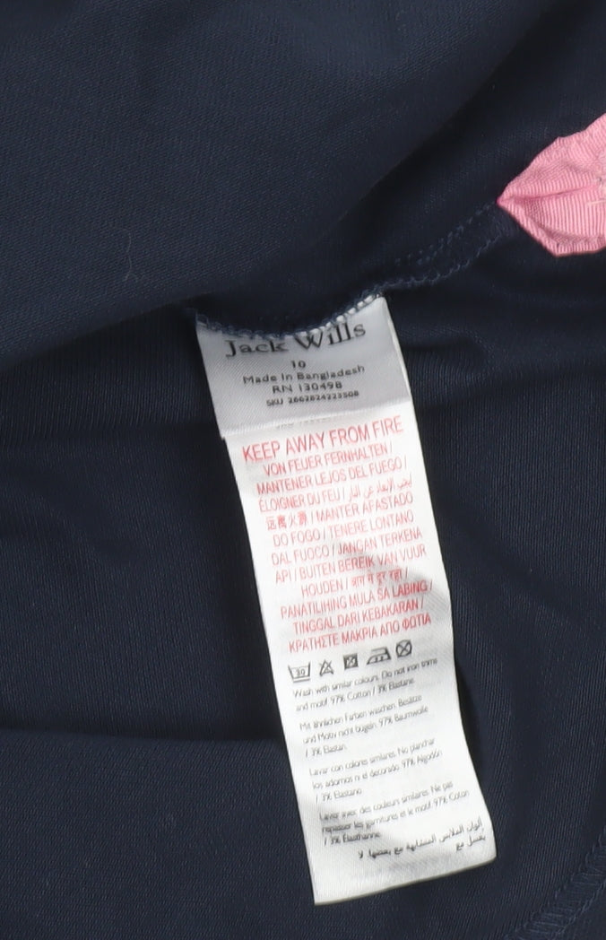 Jack Wills Womens Blue Polo Shirt UK 10 Slim Fit Cotton Stretch