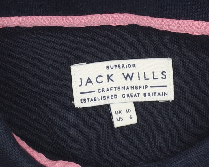 Jack Wills Womens Blue Polo Shirt UK 10 Slim Fit Cotton Stretch