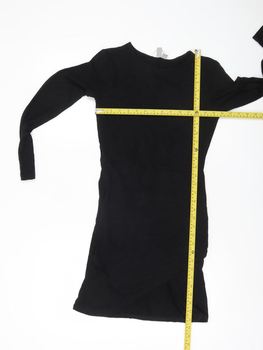 ASOS Women Black Size 10 Bodycon Short Long Sleeve Dress