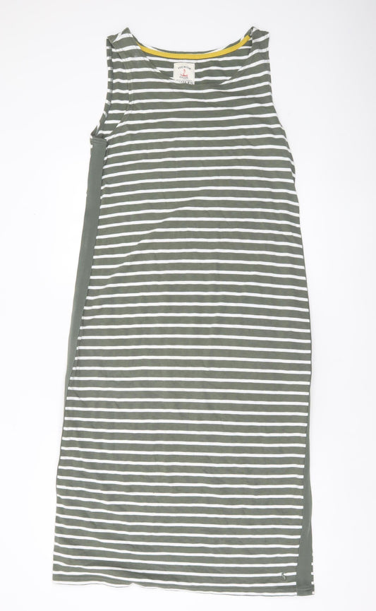 Joules Women’s Green Striped Tank Dress Size 14 Scoop Neck