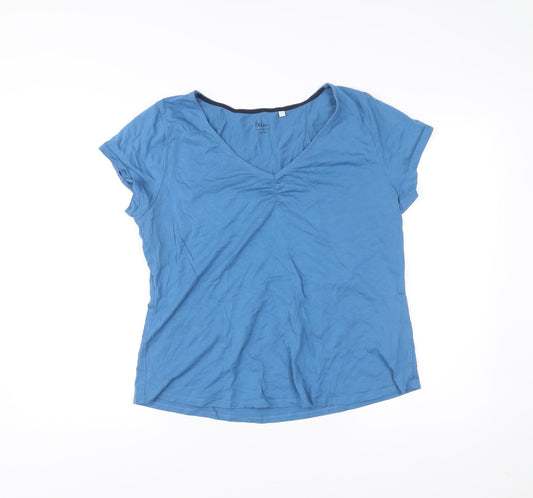 Boden Womens Blue V-Neck Short Sleeve Jersey T-Shirt Size 18