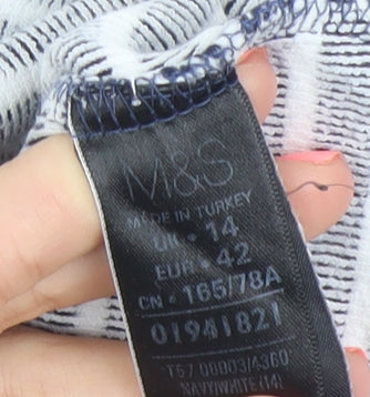 Marks and Spencer Women Blue Stripe Knee Length Pencil Skirt Size 14