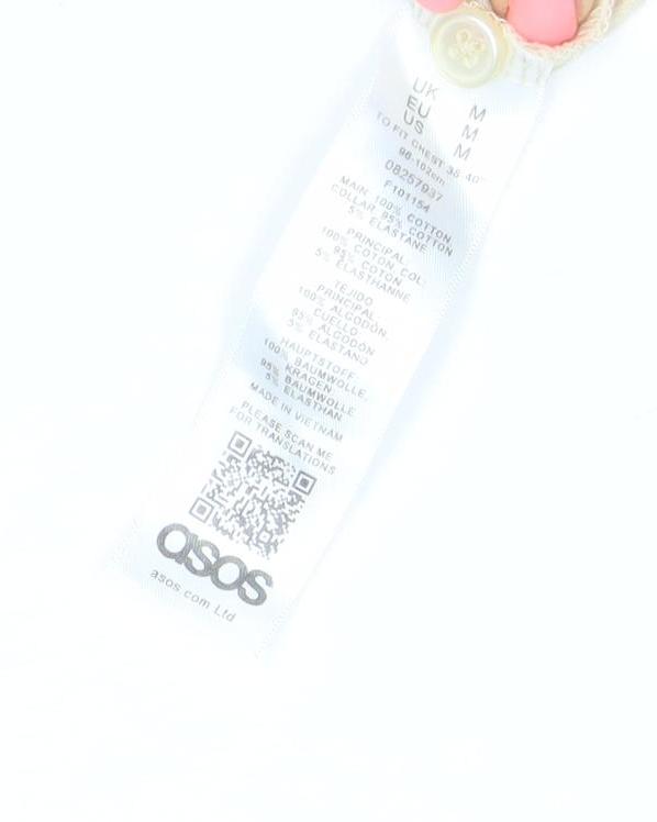 Brand and care label for ASOS Men’s Beige Slim Fit Polo Shirt M Short Sleeve Cotton