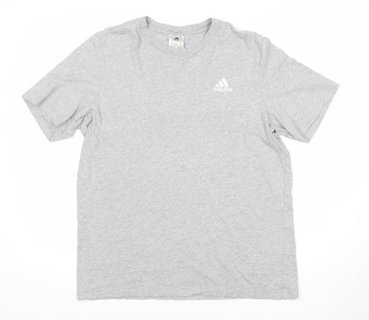 Adidas Mens Grey Cotton Crew Neck T-Shirt Size M