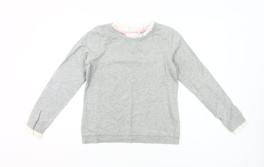 Boden Women’s Grey Cotton Pullover Sweatshirt XS Lace Trim