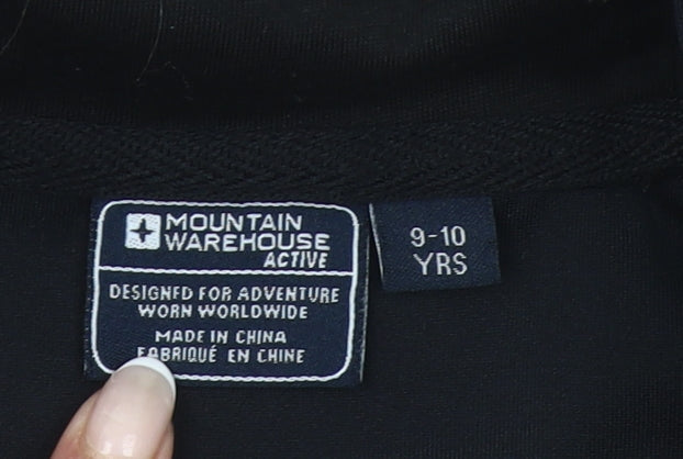 Mountain Warehouse Boys Black 9-10Y Full Zip Hoodie with Pockets