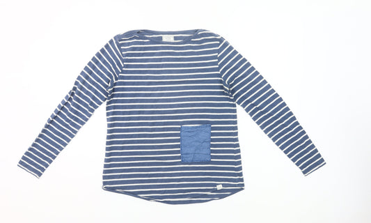 Fat Face Women’s Blue Striped Long Sleeve Cotton T-Shirt UK 10