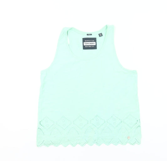 Superdry Women’s Green Cotton Tank Top Medium Sleeveless