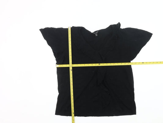 Ralph Lauren Women’s Black XL Ruffle V-Neck Wrap Blouse