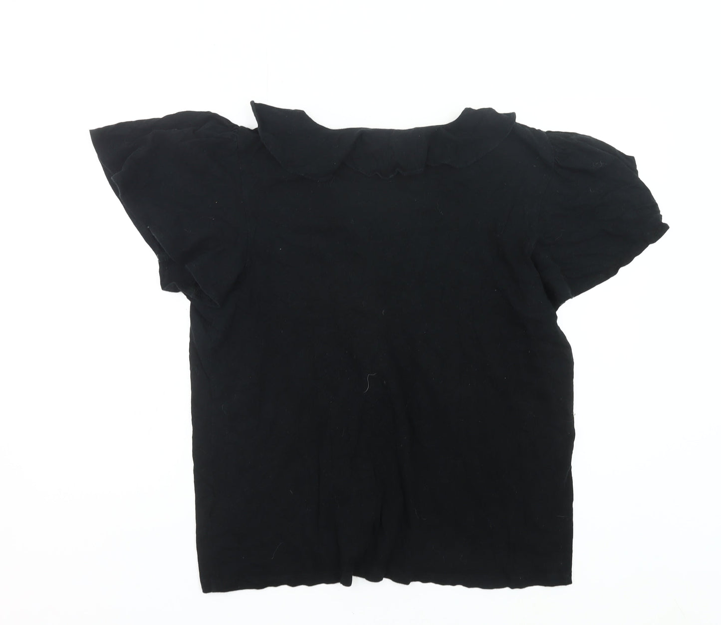 Ralph Lauren Women’s Black XL Ruffle V-Neck Wrap Blouse