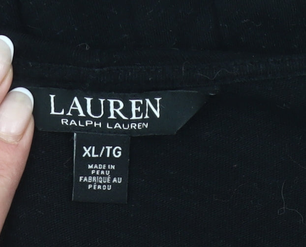 Ralph Lauren Women’s Black XL Ruffle V-Neck Wrap Blouse