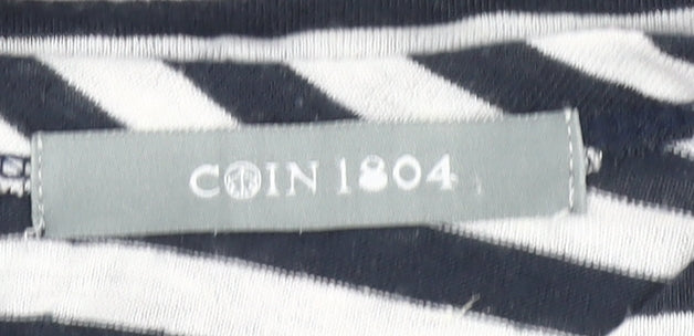 Additional view of COIN 1804 women’s striped short sleeve button back t-shirt, size S
