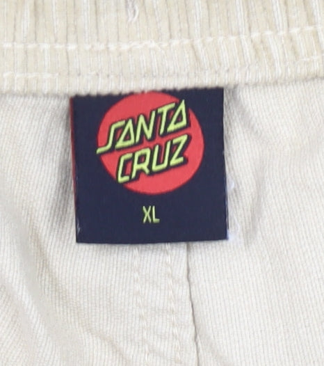 Santa Cruz Men Beige XL Corduroy Chino Shorts with Elastic Waist