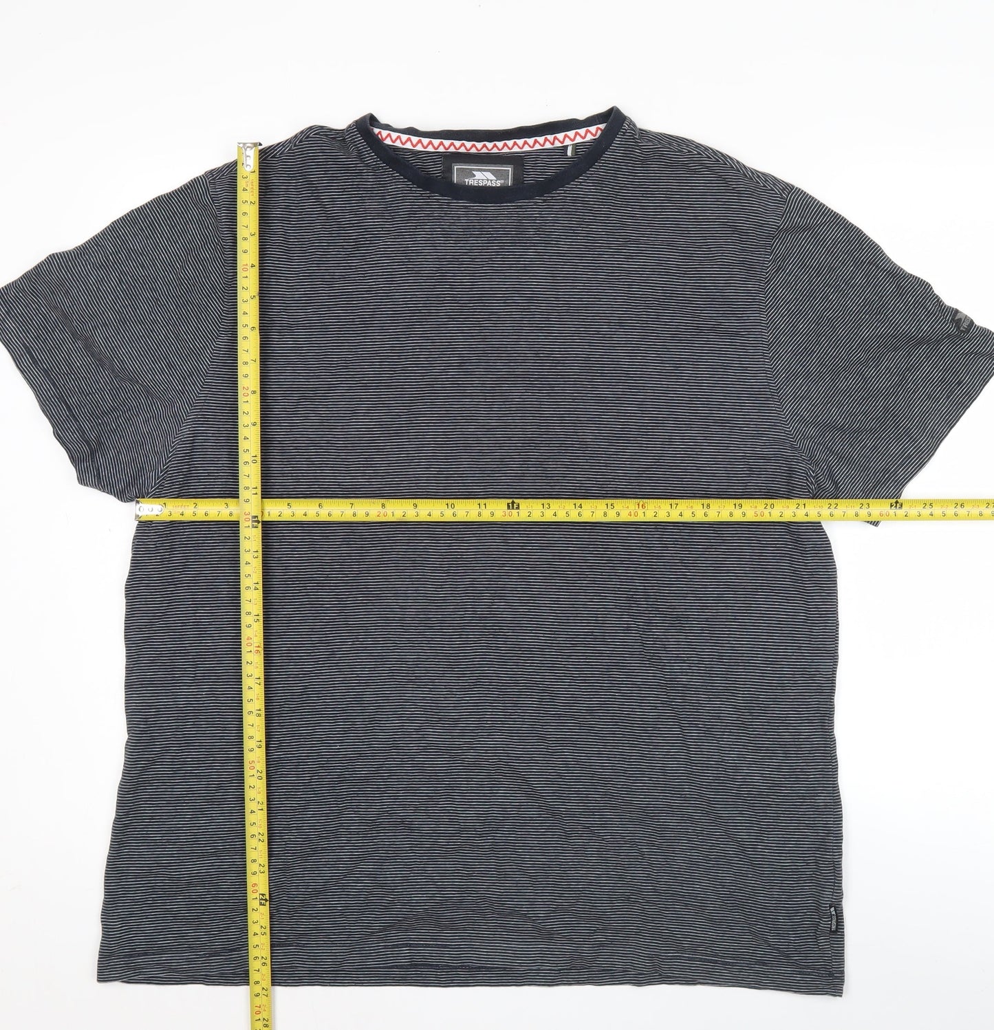Trespass Men’s Grey Striped XL Short Sleeve Crew Neck T-Shirt