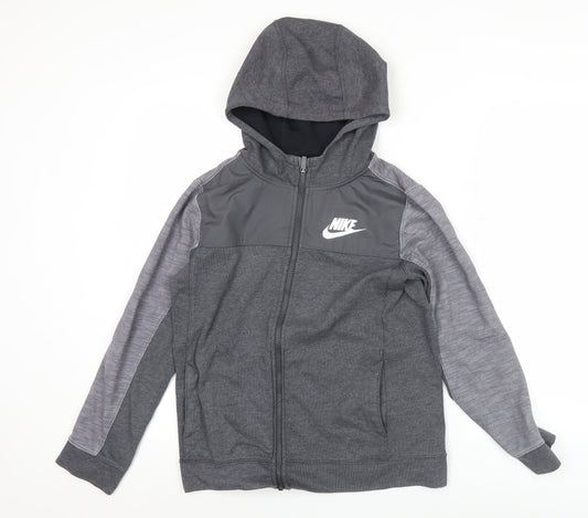 Nike Boys Grey Full Zip Hoodie 12-13 Years Regular Fit Sportswear