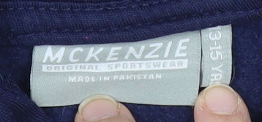 McKenzie Boys Blue Full Zip Hoodie 13-15 Years Cotton Blend Sportswear