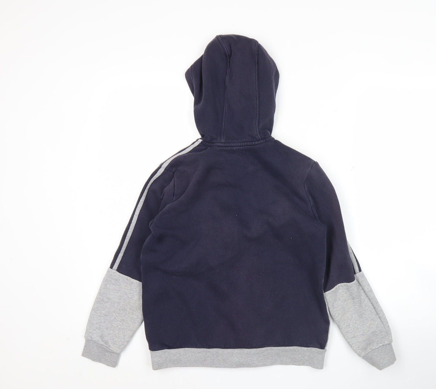 Adidas Boys Blue Grey Full Zip Hoodie 11-12Y Sports Logo Hooded Jacket