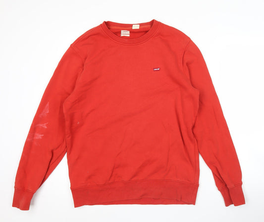 Levi's Mens Red Crew Neck Pullover Sweatshirt Size S Regular Fit