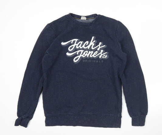 Jack & Jones Mens Blue M Crew Neck Pullover Logo Sweatshirt