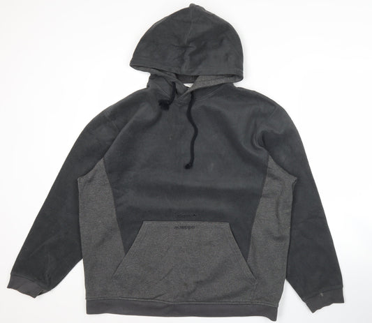 Adidas Mens Grey Pullover Hoodie Size L Logo Sports Fleece Sweatshirt