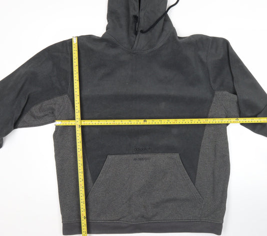 Adidas Mens Grey Pullover Hoodie Size L Logo Sports Fleece Sweatshirt