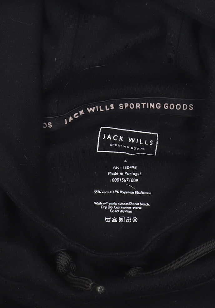 Jack Wills Womens Black Pullover Hoodie Size 6 Regular Fit