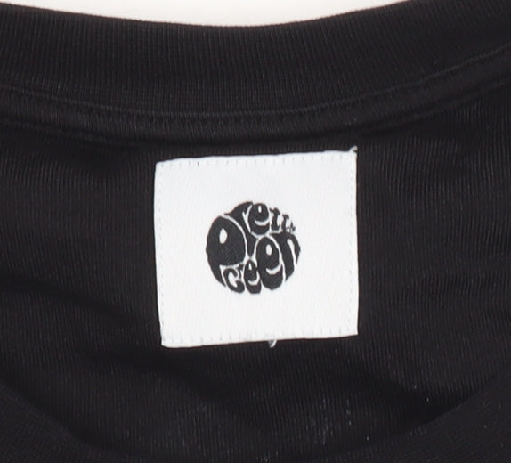 Pretty Green Men's Black XL Crew Neck Graphic Cotton T-Shirt