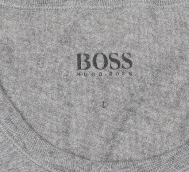 Hugo Boss Men’s Grey Cotton Crew Neck Logo T-Shirt Size L