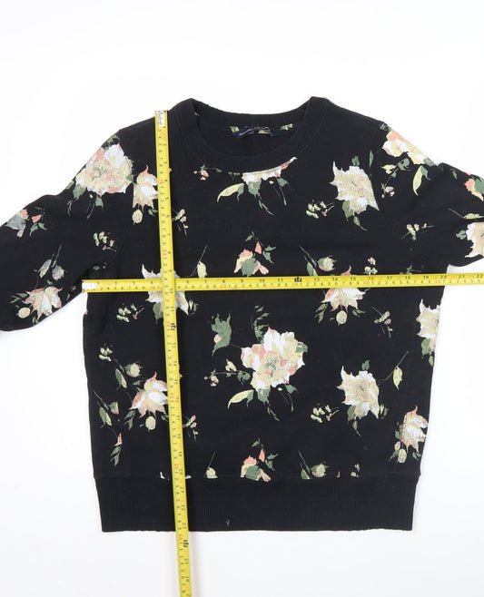 Abercrombie & Fitch Womens Black Floral Pullover Sweatshirt Size S