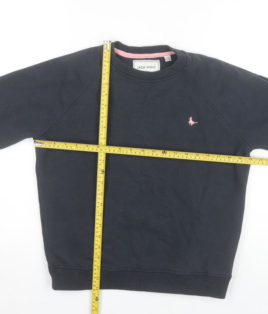 Jack Wills Womens Navy Blue Sweatshirt UK 10 Cotton Blend Crew Neck