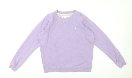 Jack Wills Womens Purple Sweatshirt UK 10 Cotton Blend Crew Neck