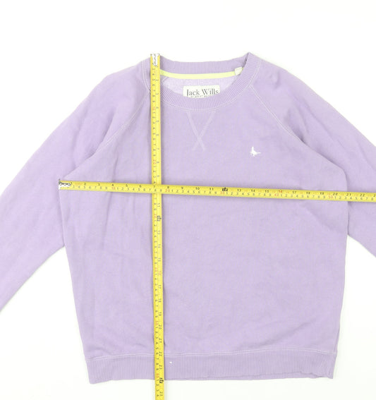Jack Wills Womens Purple Sweatshirt UK 10 Cotton Blend Crew Neck