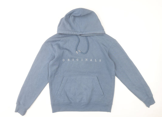 Jack & Jones Mens Blue Pullover Hoodie Medium Originals Logo