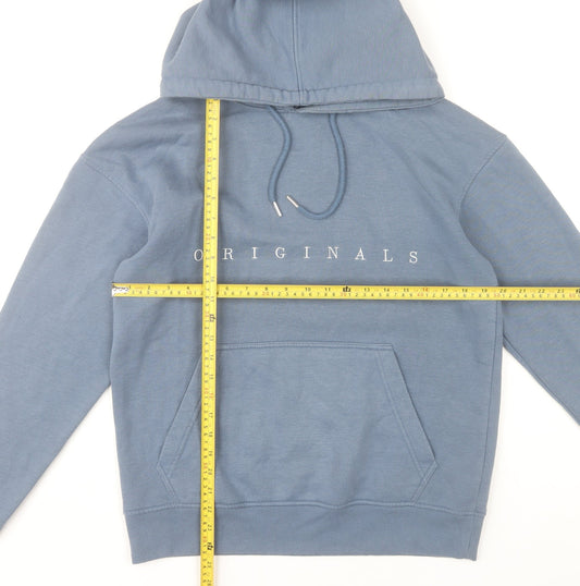 Jack & Jones Mens Blue Pullover Hoodie Medium Originals Logo