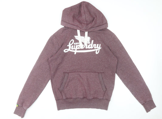 Superdry Men’s Purple Pullover Hoodie M Logo Graphic Cotton Blend