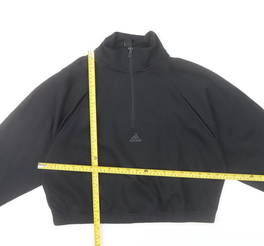 Adidas Womens Black Sweatshirt UK 8-10 Small 1/2 Zip Cotton Blend