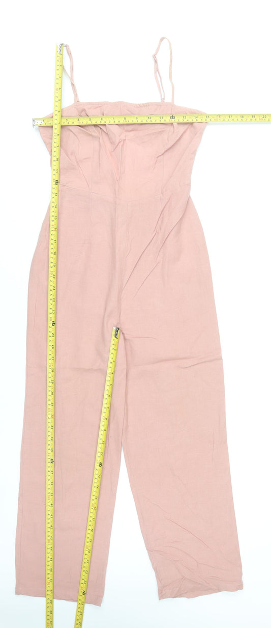 ASOS Women’s Pink Linen Cotton Strappy Jumpsuit Size 6