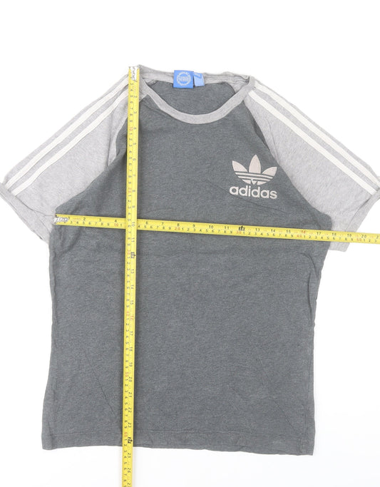 Adidas Men’s Grey Small Crew Neck Short Sleeve Cotton Sports T-Shirt