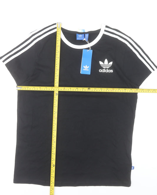 Adidas Womens Black 12 Basic Jersey T-Shirt Short Sleeve Crew Neck