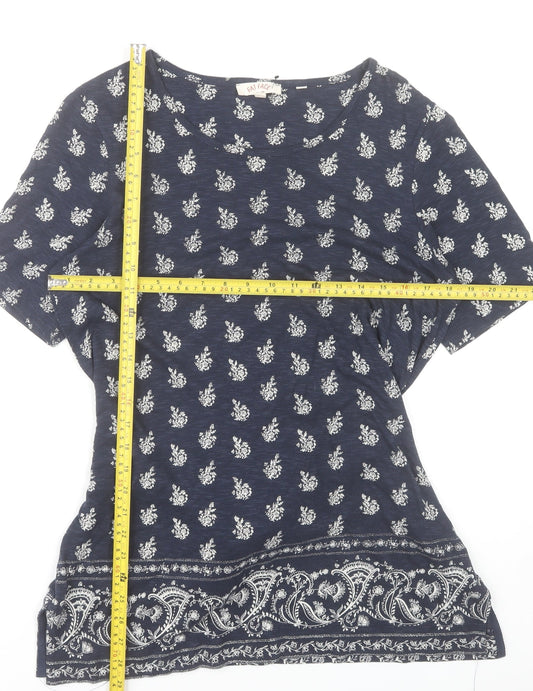 Fat Face Women Blue Paisley Print Tunic T-Shirt Size 12