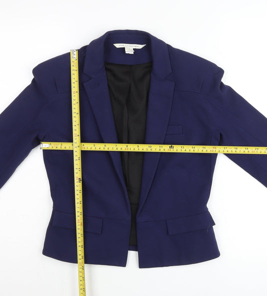 Diane von Furstenberg Women Blue Slim Fit Blazer Jacket Size 6
