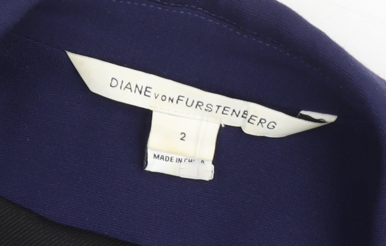 Diane von Furstenberg Women Blue Slim Fit Blazer Jacket Size 6