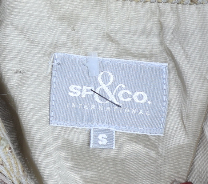 SF&Co International Womens Beige Fur Collar Tweed Jacket Size S