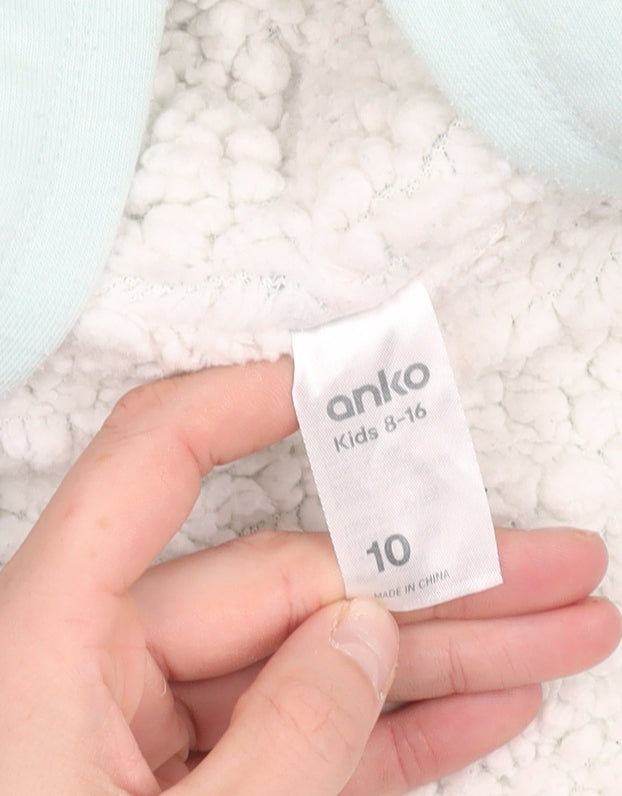 Additional view of Anko girls’ blue hooded jacket age 10 lined full zip embroidered casual