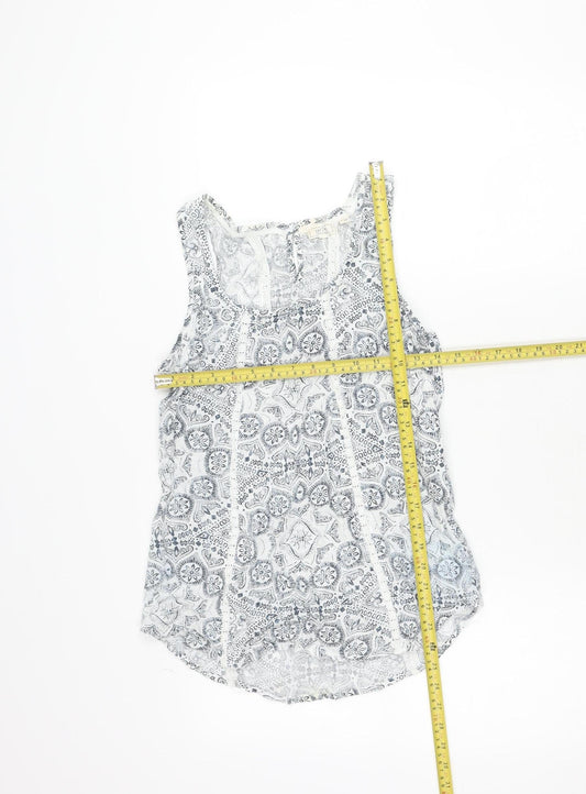 Fat Face Womens White Blue Cotton Sleeveless Tank Top Size 8