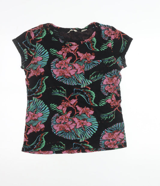 Levi's Women's Black Multicoloured Floral Cotton T-Shirt Dress M