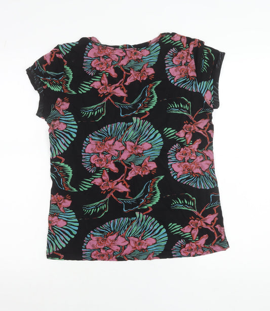 Levi's Women's Black Multicoloured Floral Cotton T-Shirt Dress M