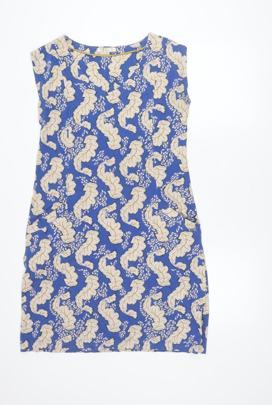 Seasalt Women’s Blue Floral Cotton Sleeveless Shift Dress UK 12