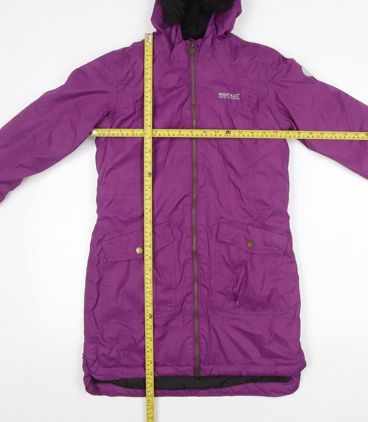 Regatta Girls Purple Parka Coat 11 Years Faux Fur Hooded Winter Jacket